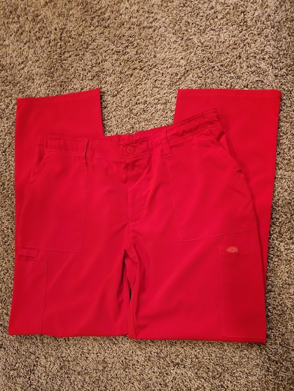 Mens Dickies Red Cargo Scrub Pants